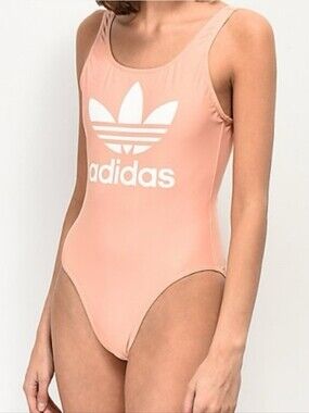 Adidas Originals Trefoil One Piece Swimsuit Womens Size L Peach Athletic Logo Sw